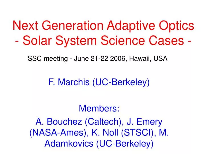 next generation adaptive optics solar system science cases