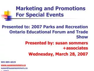 Marketing and Promotions For Special Events