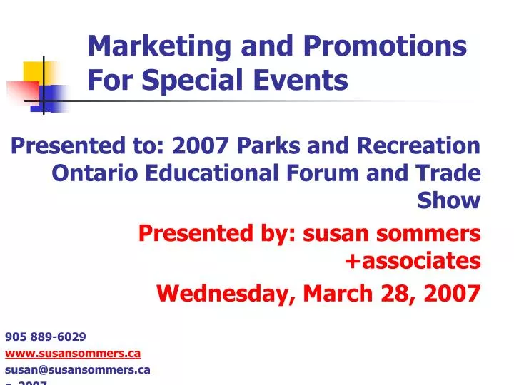 marketing and promotions for special events