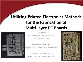 Utilizing Printed Electronics Methods for the Fabrication of Multi-layer PC Boards
