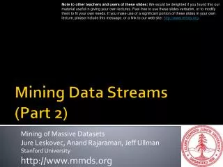 Mining Data Streams (Part 2)