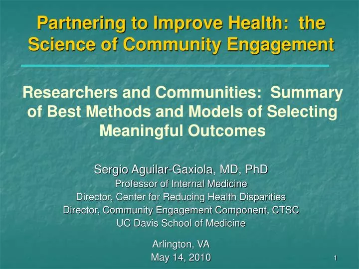 partnering to improve health the science of community engagement