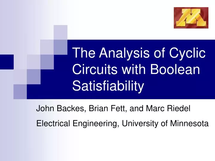 the analysis of cyclic circuits with boolean satisfiability