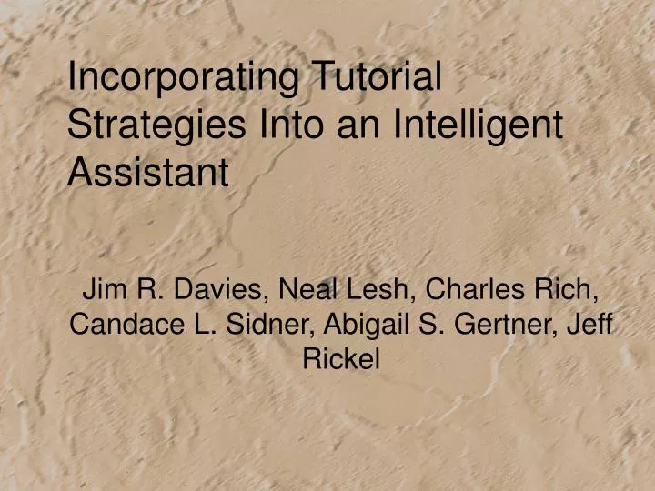incorporating tutorial strategies into an intelligent assistant