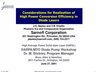 Considerations for Realization of High Power Conversion Efficiency in Diode Lasers