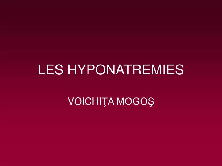 les hyponatremies