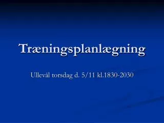 tr ningsplanl gning