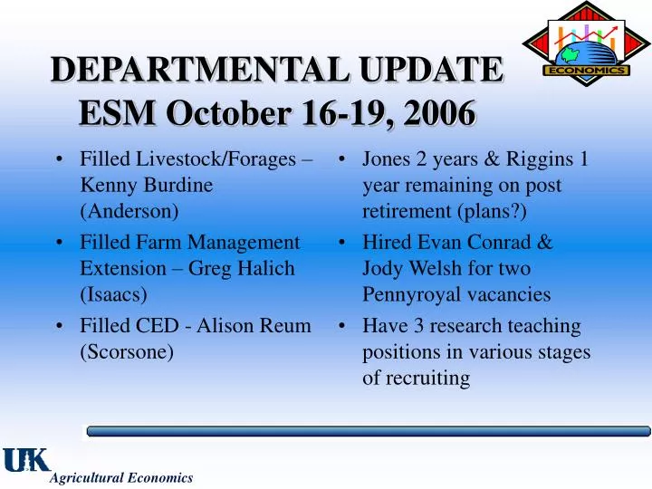 departmental update esm october 16 19 2006