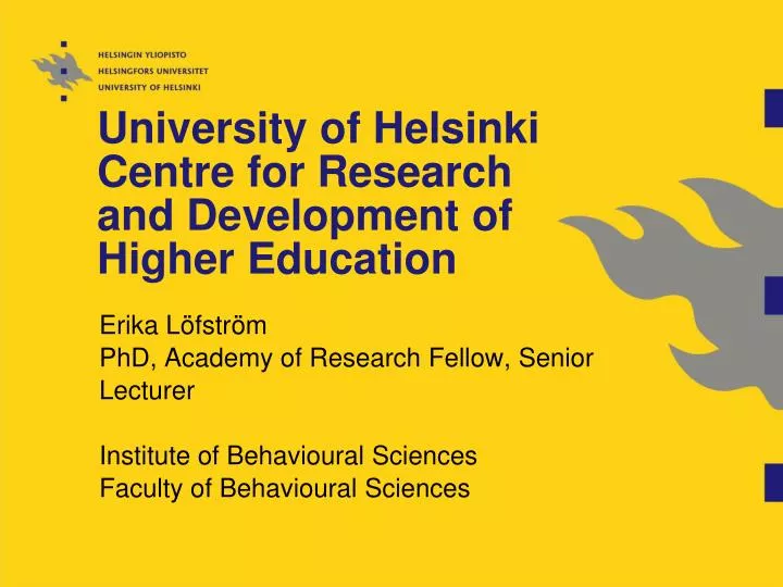 university of helsinki centre for research and development of higher education