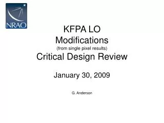 KFPA LO Modifications (from single pixel results) Critical Design Review