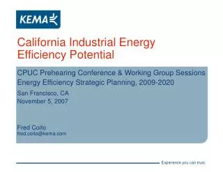California Industrial Energy Efficiency Potential