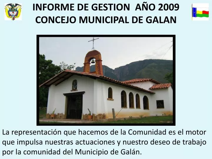 informe de gestion a o 2009 concejo municipal de galan