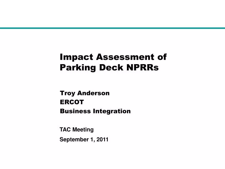 impact assessment of parking deck nprrs