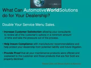 What Can Automotive World Solutions do for Your Dealership?