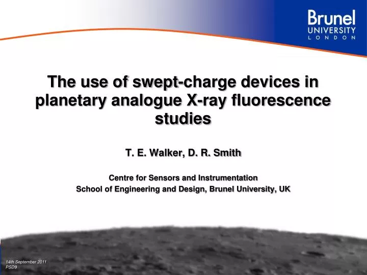 the use of swept charge devices in planetary analogue x ray fluorescence studies