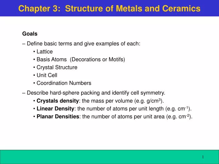chapter 3 structure of metals and ceramics