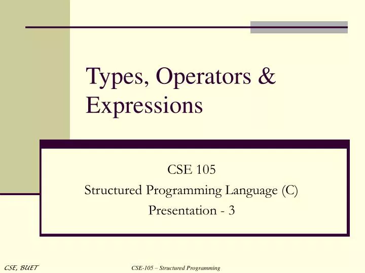types operators expressions
