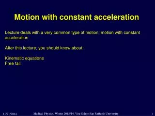 Motion with constant acceleration