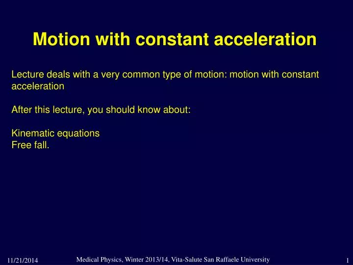 motion with constant acceleration
