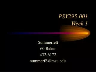 PSY295-001 Week 1