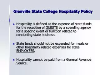 Glenville State College Hospitality Policy