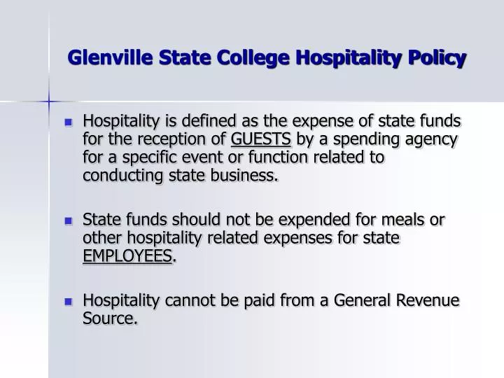 glenville state college hospitality policy