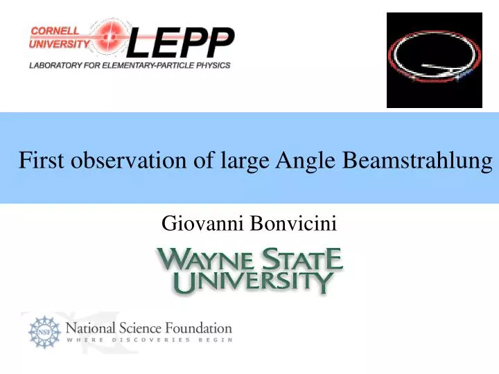 first observation of large angle beamstrahlung