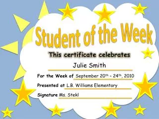 student of the week