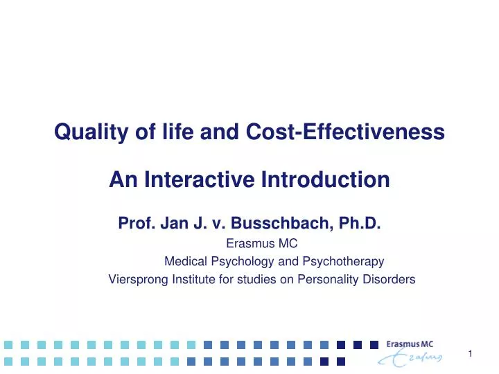 quality of life and cost effectiveness an interactive introduction