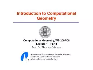 Introduction to Computational Geometry