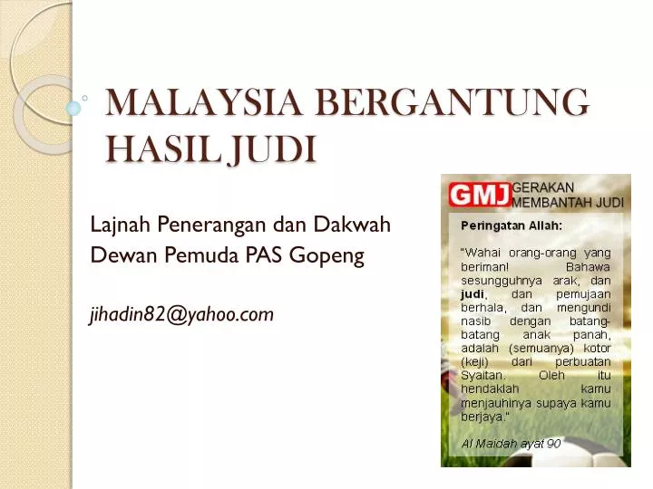 malaysia bergantung hasil judi