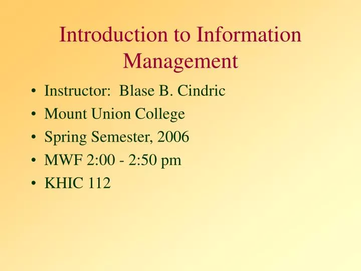 introduction to information management