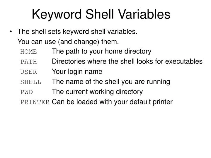keyword shell variables