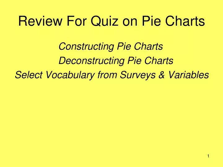 review for quiz on pie charts