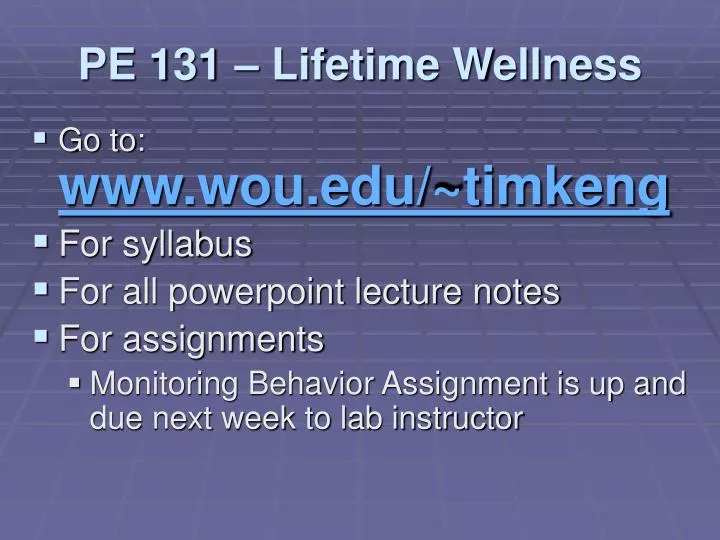 pe 131 lifetime wellness