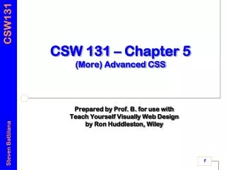 CSW 131 – Chapter 5 (More) Advanced CSS