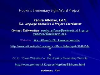 hopkins elementary sight word project