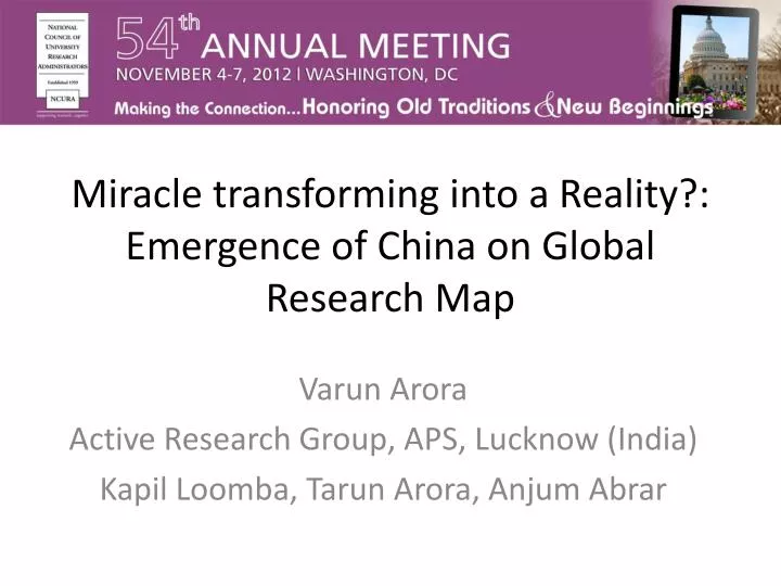 miracle transforming into a reality emergence of china on global research map