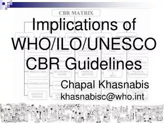 Implications of WHO/ILO/UNESCO CBR Guidelines