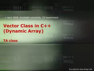 Vector Class in C++ (Dynamic Array) TA class