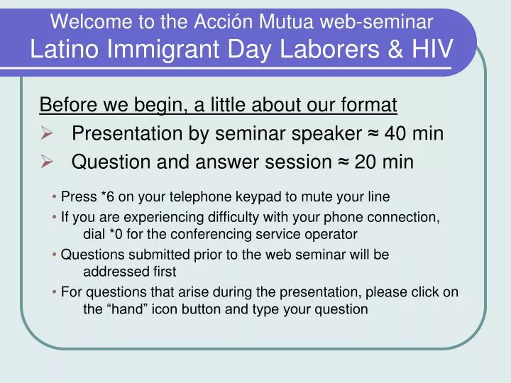 welcome to the acci n mutua web seminar latino immigrant day laborers hiv