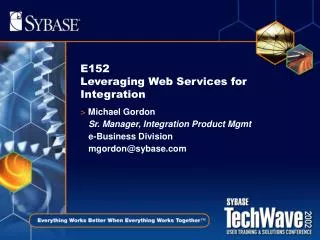 E152 Leveraging Web Services for Integration