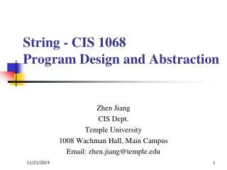 String - CIS 1068 Program Design and Abstraction