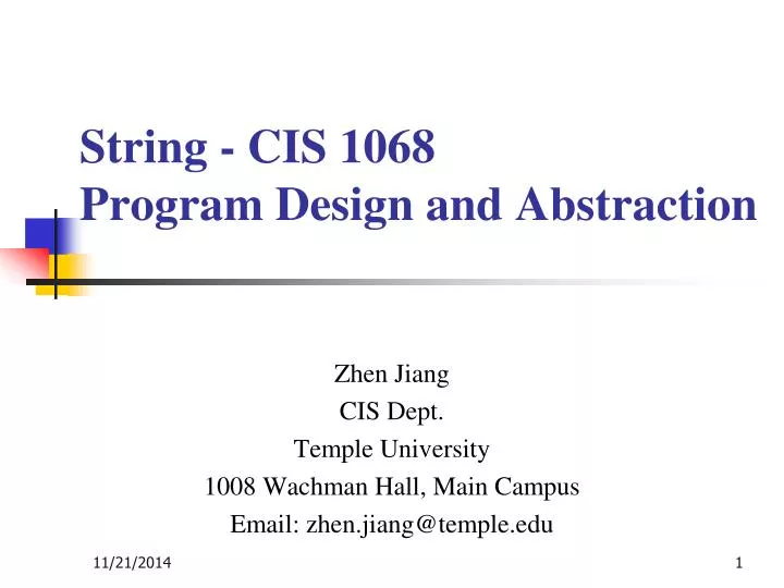string cis 1068 program design and abstraction