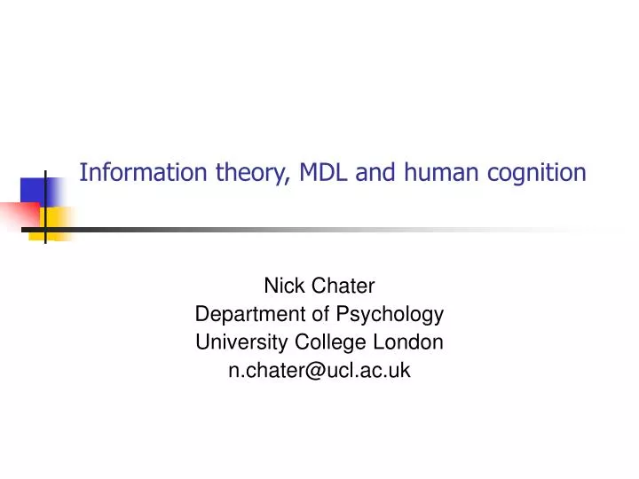 information theory mdl and human cognition