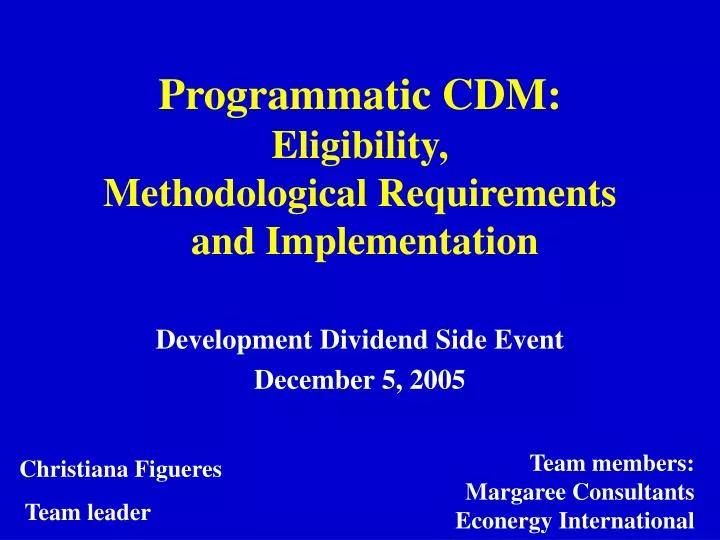 programmatic cdm eligibility methodological requirements and implementation