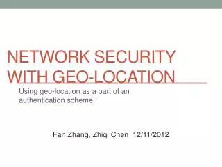 Network Security with Geo-location