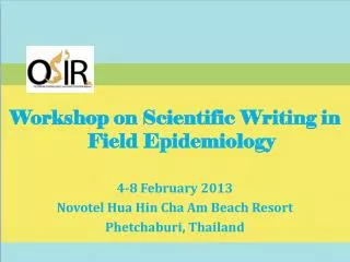 Workshop on Scientific Writing in Field Epidemiology