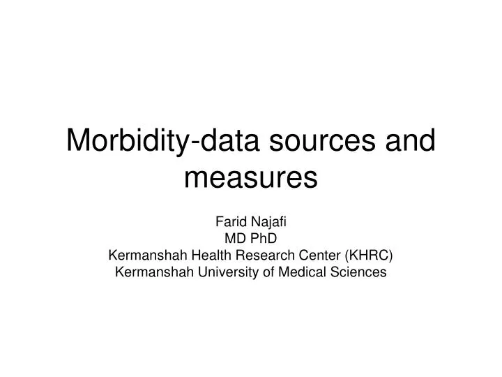morbidity data sources and measures