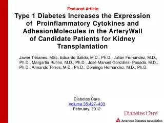 Type 1 Diabetes Increases the Expression of Proinflammatory Cytokines and